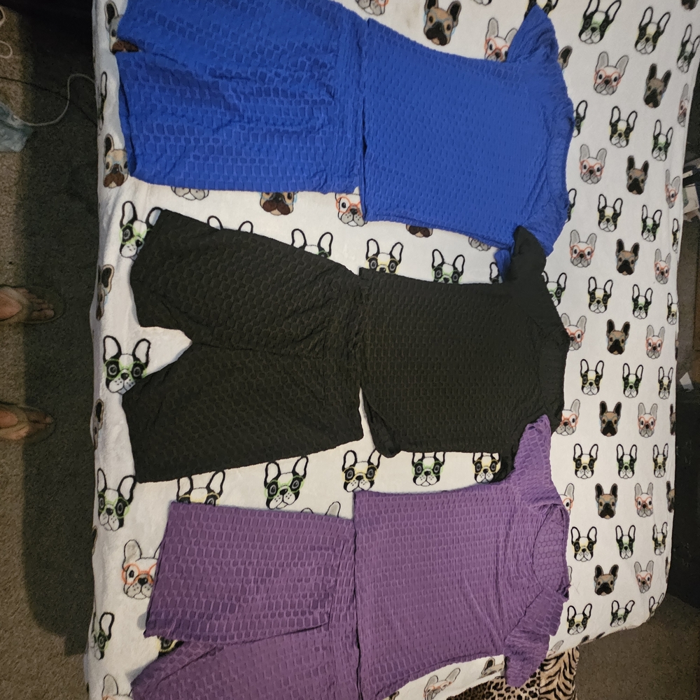 Blue, Black, and Purple Textured Loungewear Set